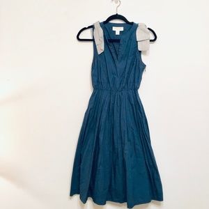 Portrait of a Girl Navy Dress with Bow Accent